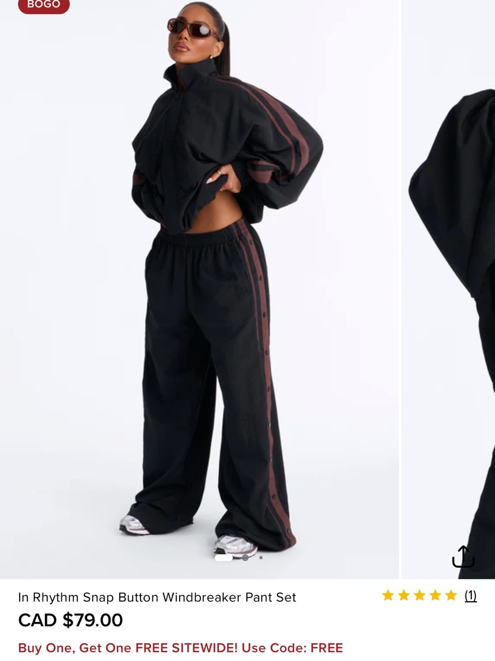 Fashion Nova Matching Set. Black Snap-Button Track Pants and jacket